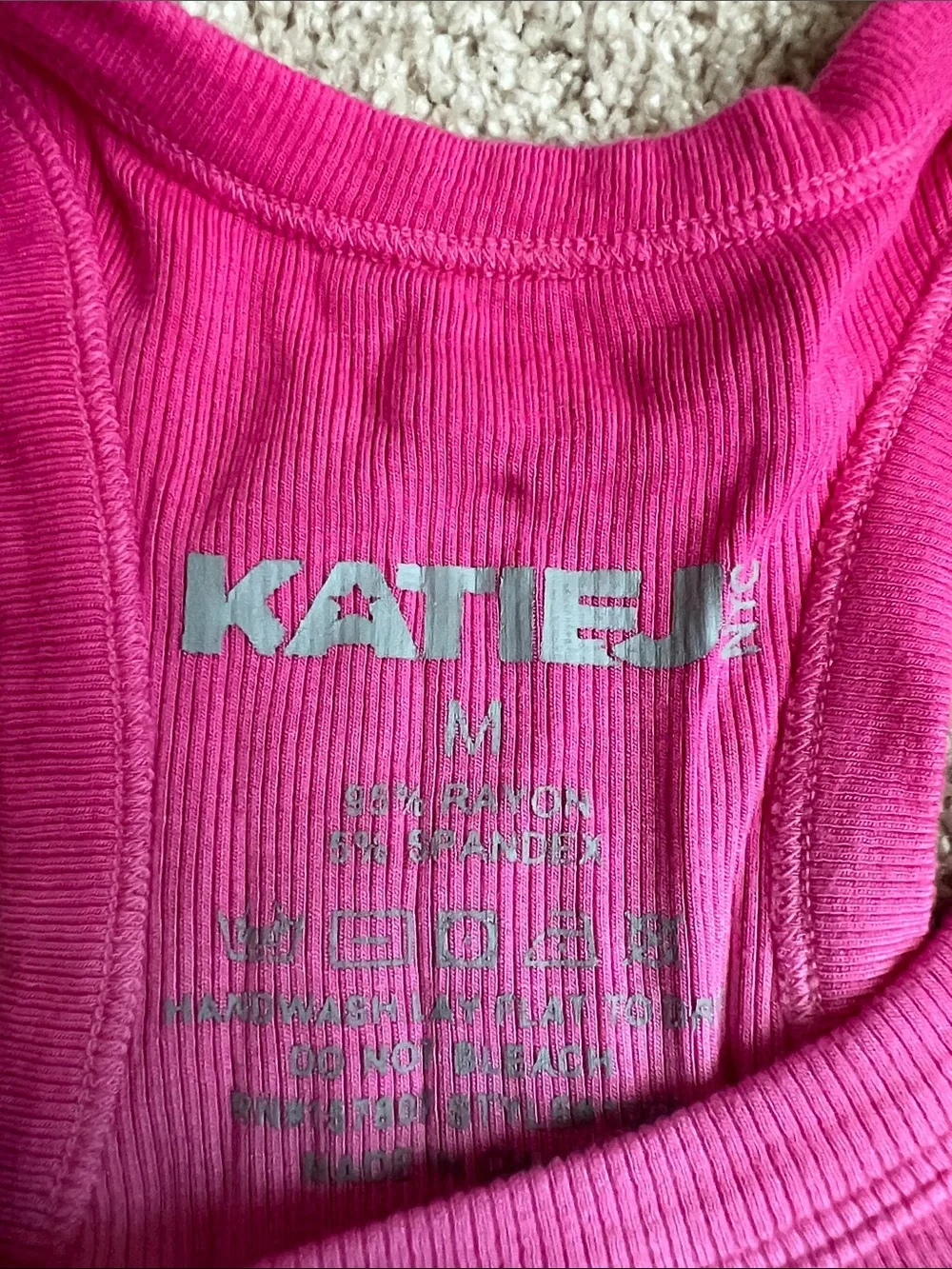 Katie J NYC Pink to Green Ombre Ribbed Racerback Tank